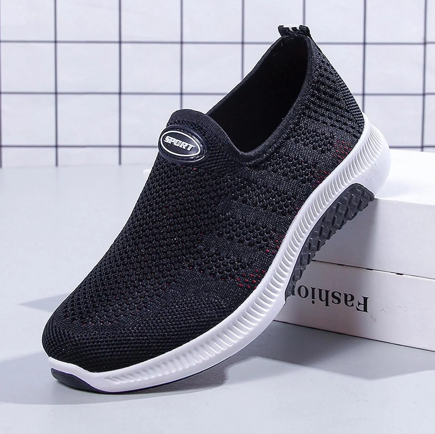 SBGMoSJ Womens Running Shoes Lightweight Slip On Walking Shoes Women Black Fall Casual Shoes for Women 2023 Running Sneakers for Women 2023 Black Comfy Shoes for Women Slip On