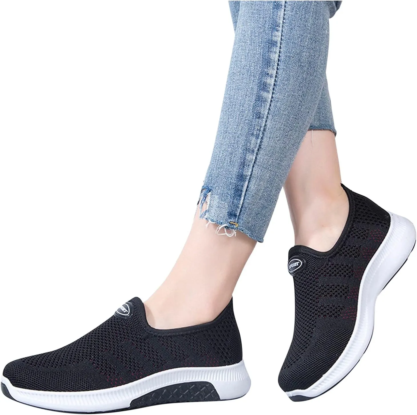 SBGMoSJ Womens Running Shoes Lightweight Slip On Walking Shoes Women Black Fall Casual Shoes for Women 2023 Running Sneakers for Women 2023 Black Comfy Shoes for Women Slip On