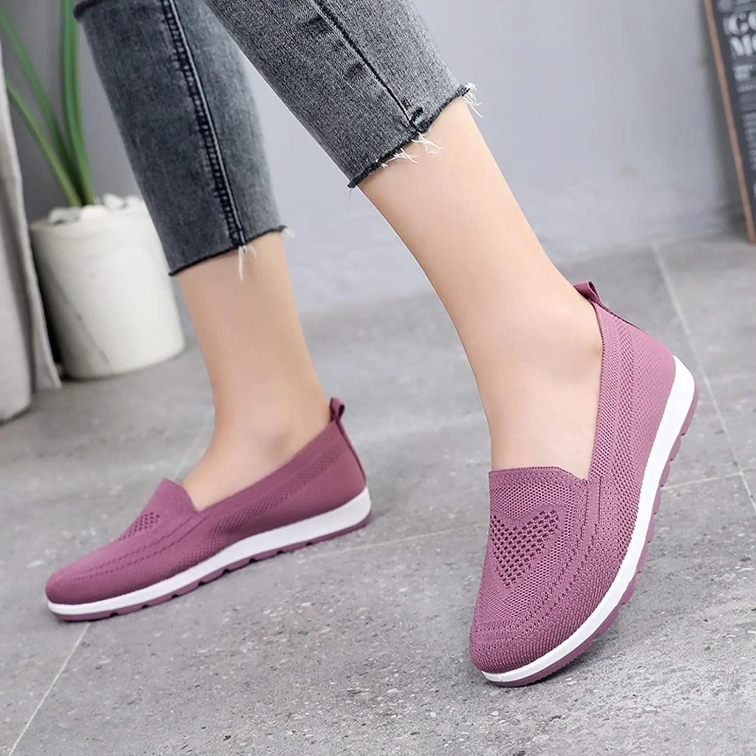 SBGMoSJ Womens Shoes Sneakers Wide Width Slip On Shoes for Women Indoor Fluffy White Canvas Platform Tennis Shoes for Women Women's Fashion Sneakers Red Black Non Slip Tennis Shoes Woman