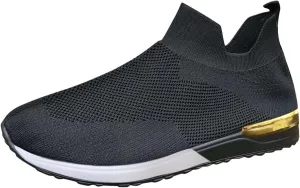 SBGMoSJ Womens Walking Shoes Slip On Sneakers Zapatos Confortables para Mujer Mayor Women's Black Tennis Shoes Size 7.5 Gym Shoes for Women Workout Indoor Cycling Shoes Women Size 5