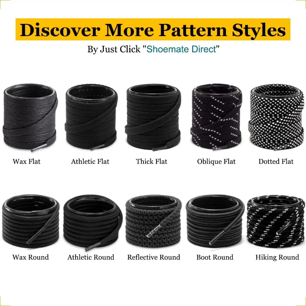 Shoemate Stylish Reflective Round Shoelaces for Sneakers, Athletic Shoes and Running Shoes