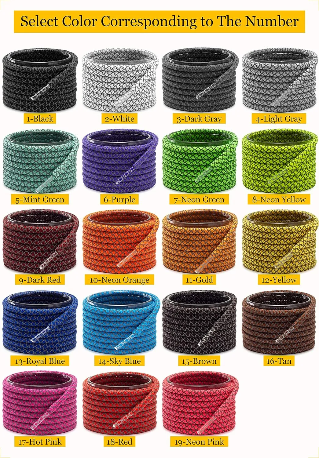 Shoemate Stylish Reflective Round Shoelaces for Sneakers, Athletic Shoes and Running Shoes