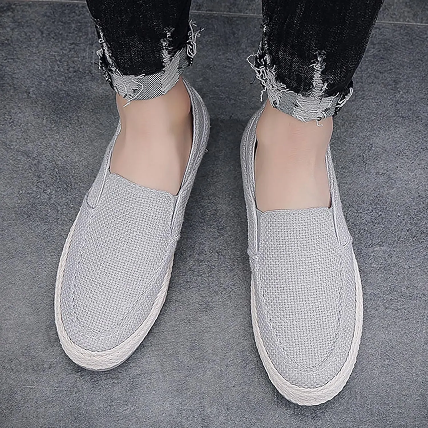 Slip on Loafers Men Comfort Memory Foam Breathable Mesh Fashion Low Top Sneakers Non Slip Travel Jogging Athletic Running Shoes