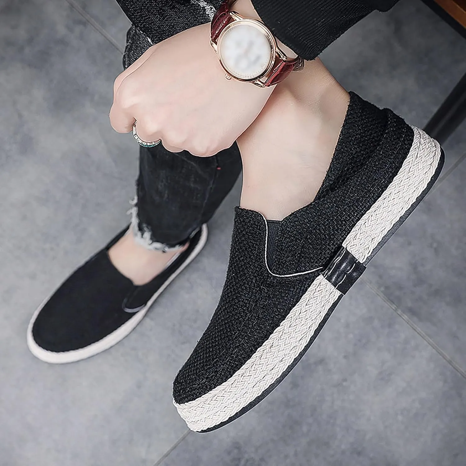 Slip on Loafers Men Comfort Memory Foam Breathable Mesh Fashion Low Top Sneakers Non Slip Travel Jogging Athletic Running Shoes