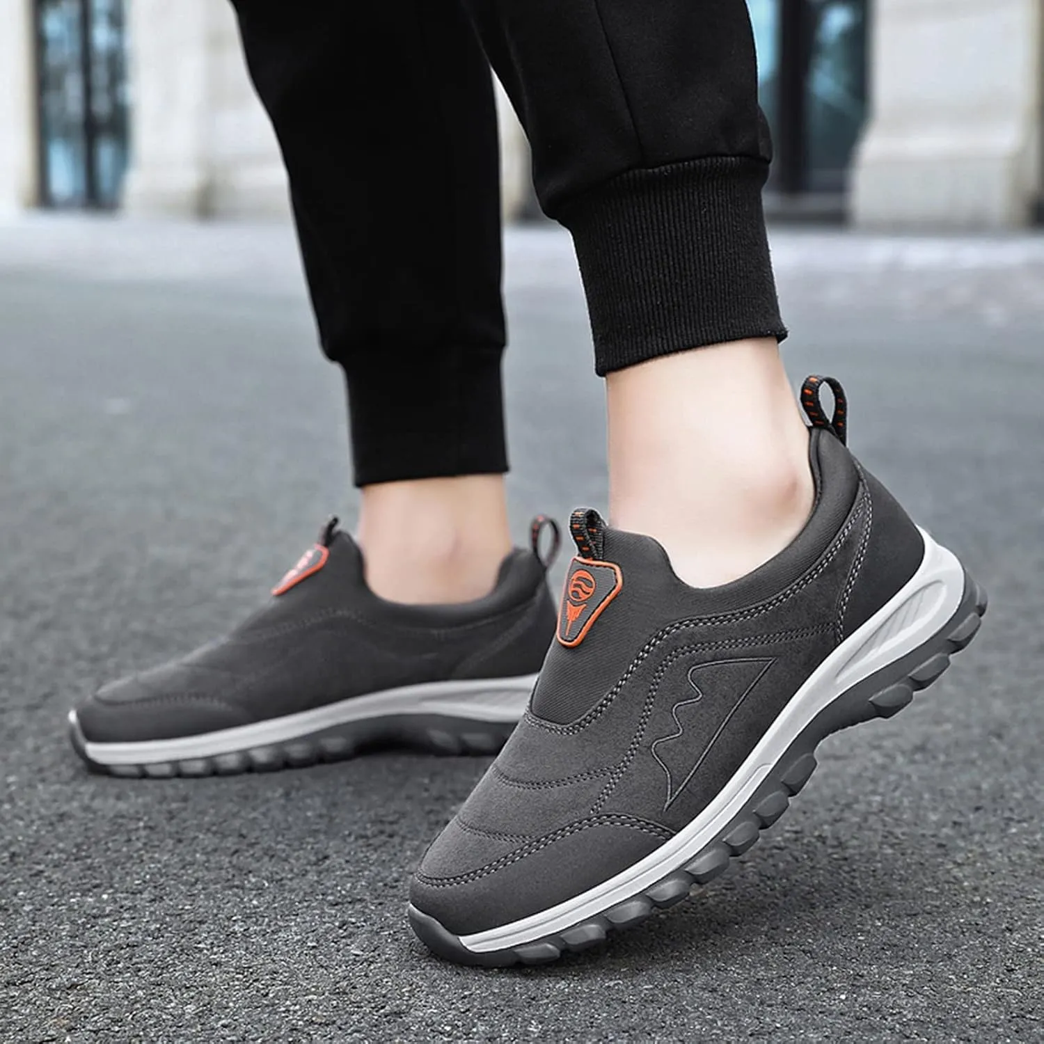 Slip on Walking Shoes for Men Comfort Memory Foam Breathable Mesh Fashion Sneakers Non Slip Arch Support Cushioning Training Gym Shoes Wide Width