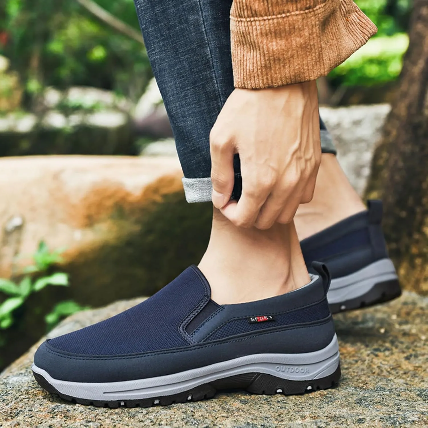 Slip on Walking Shoes for Men Comfortable Memory Foam Ultra Lightweight Breathable Fashion Sneakers Non Slip Arch Support Cushioning Athletic Running Shoes