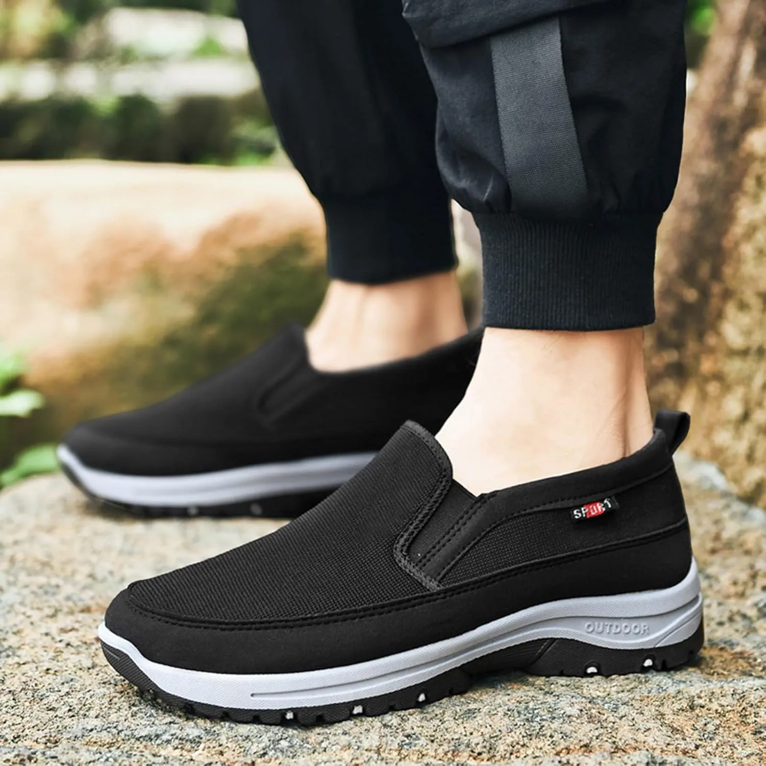 Slip on Walking Shoes for Men Comfortable Memory Foam Ultra Lightweight Breathable Fashion Sneakers Non Slip Arch Support Cushioning Athletic Running Shoes