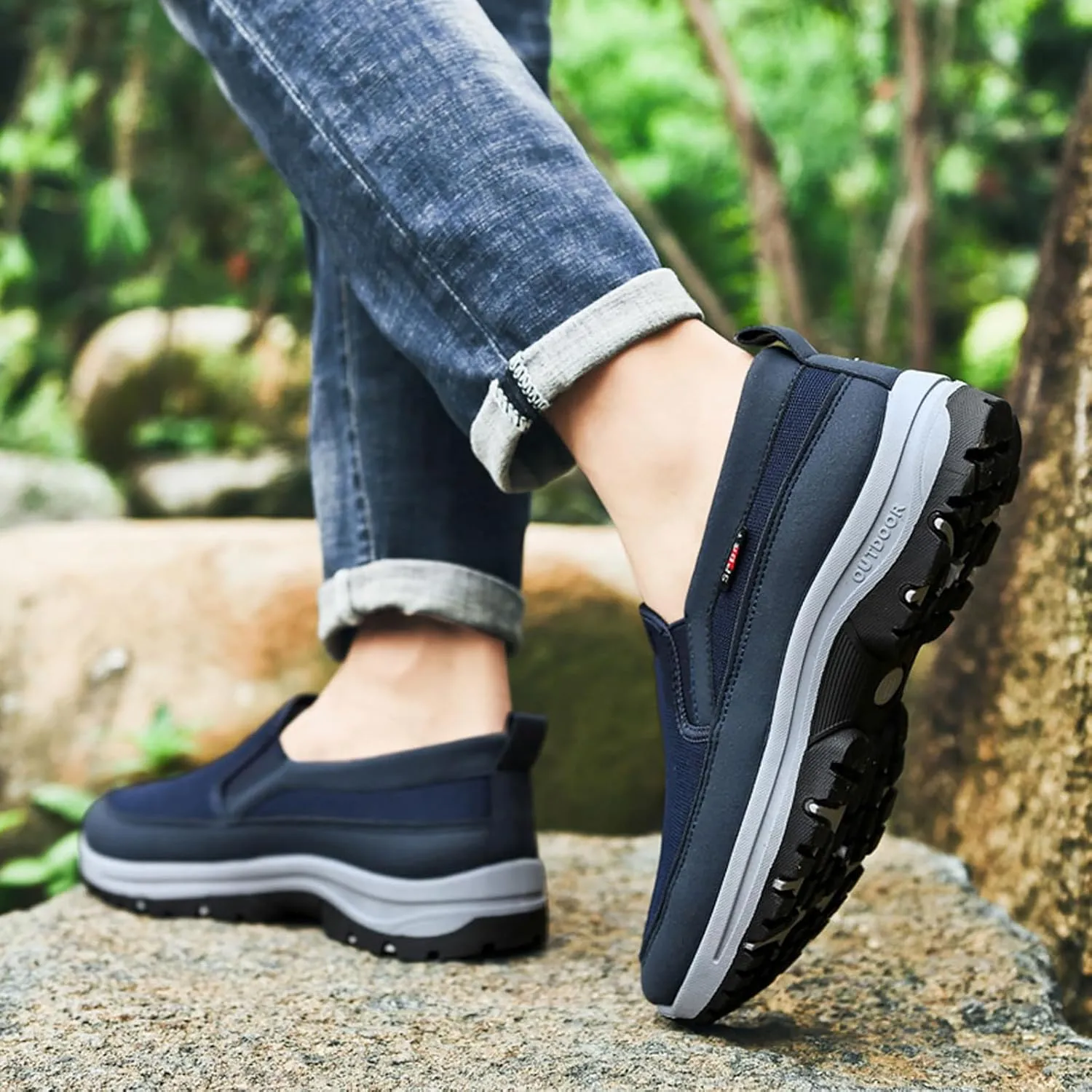 Slip on Walking Shoes for Men Comfortable Memory Foam Ultra Lightweight Breathable Fashion Sneakers Non Slip Arch Support Cushioning Athletic Running Shoes
