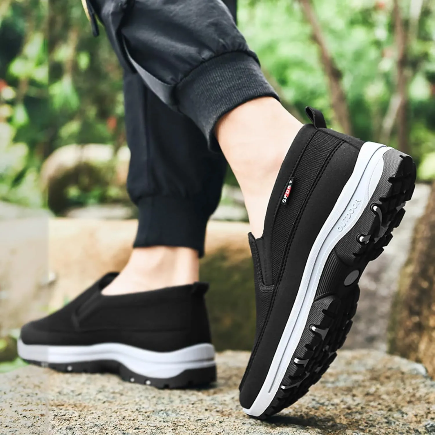 Slip on Walking Shoes for Men Comfortable Memory Foam Ultra Lightweight Breathable Fashion Sneakers Non Slip Arch Support Cushioning Athletic Running Shoes