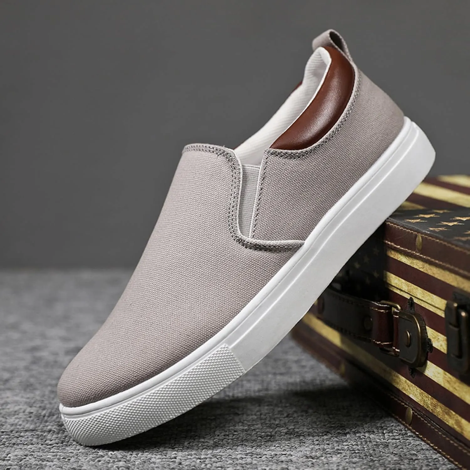 Slip on Walking Shoes for Men Comfy Knitted Memory Foam Breathable Lightweight Fashion Sneakers Non Slip Arch Support Cushioning Workout Tennis Shoes Wide Width