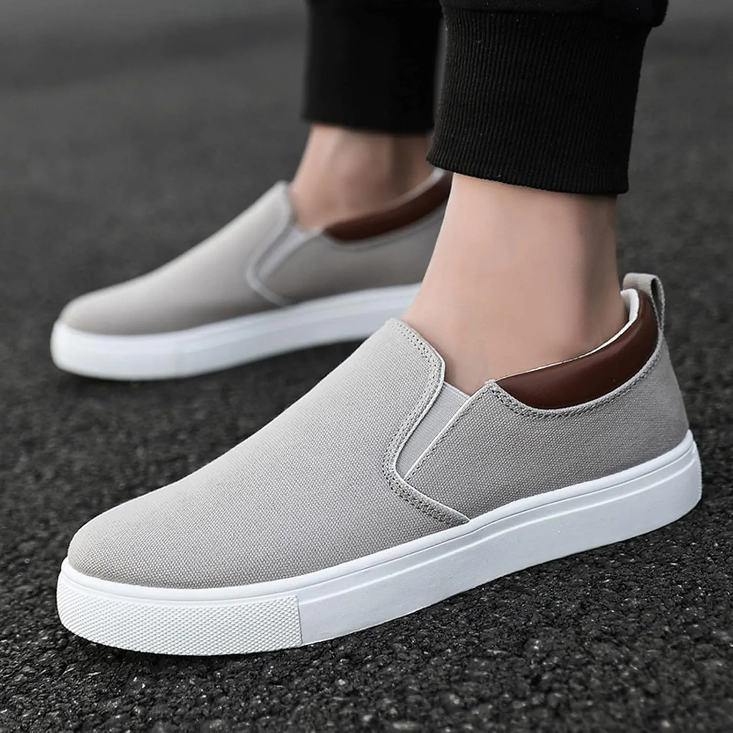 Slip on Walking Shoes for Men Comfy Knitted Memory Foam Breathable Lightweight Fashion Sneakers Non Slip Arch Support Cushioning Workout Tennis Shoes Wide Width