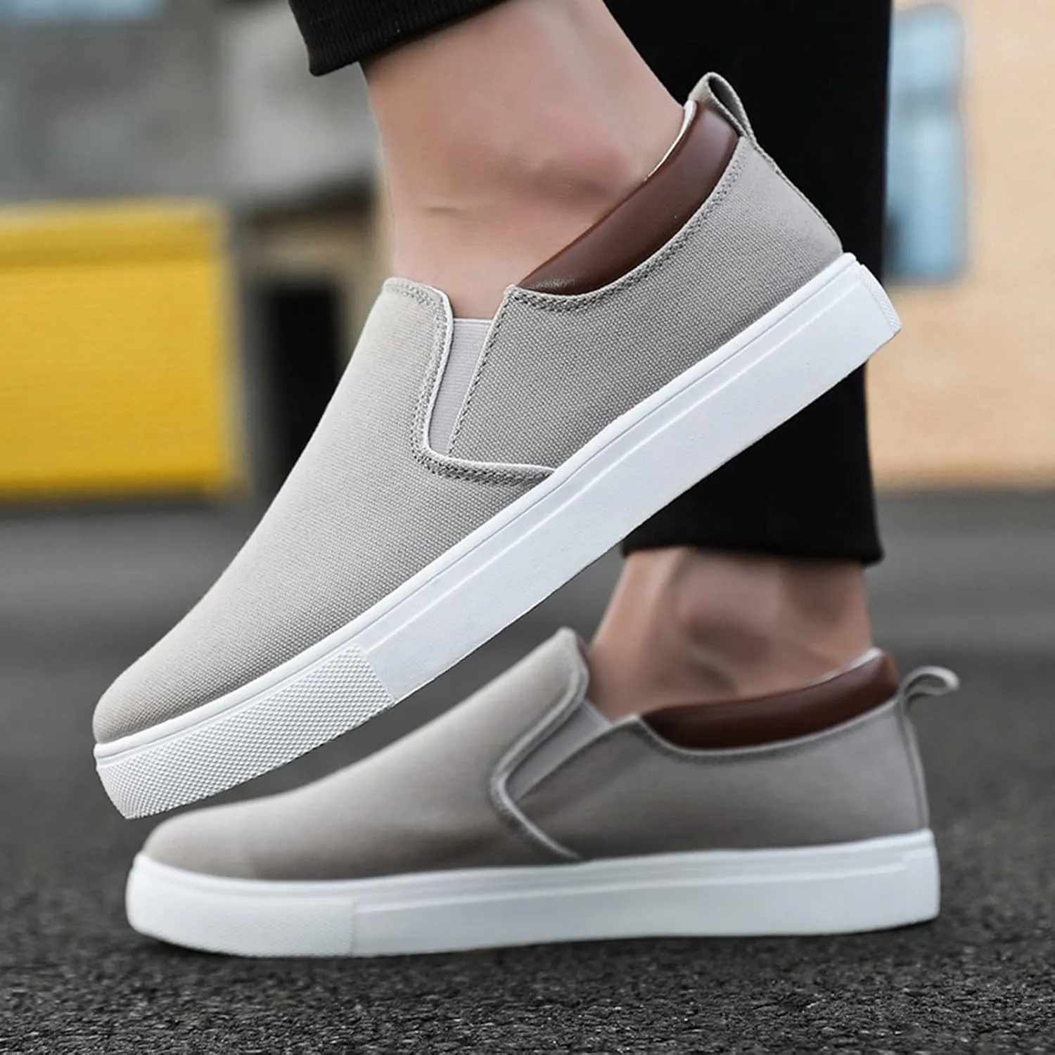Slip on Walking Shoes for Men Comfy Knitted Memory Foam Breathable Lightweight Fashion Sneakers Non Slip Arch Support Cushioning Workout Tennis Shoes Wide Width