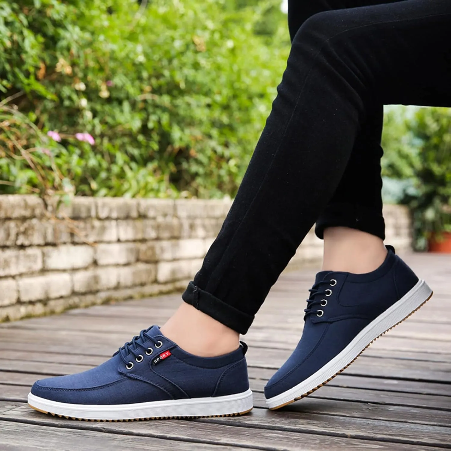 Slip on Walking Shoes Men Comfortable Memory Foam Breathable Mesh Fashion Low Top Sneakers Non Slip Arch Support Vacation Workout Tennis Shoes Wide Width