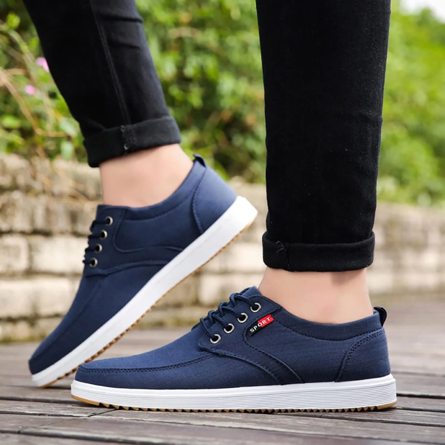 Slip on Walking Shoes Men Comfortable Memory Foam Breathable Mesh Fashion Low Top Sneakers Non Slip Arch Support Vacation Workout Tennis Shoes Wide Width