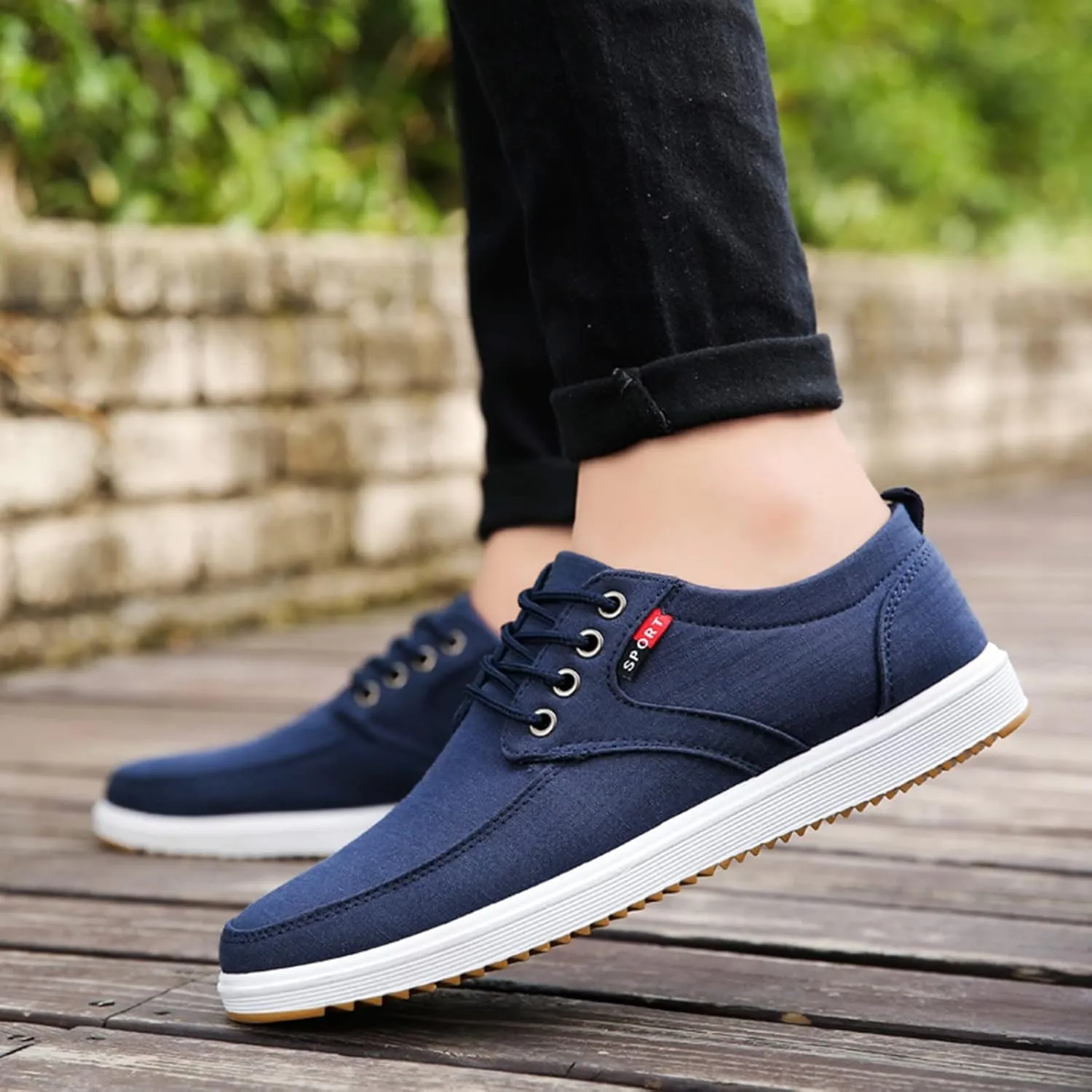 Slip on Walking Shoes Men Comfortable Memory Foam Breathable Mesh Fashion Low Top Sneakers Non Slip Arch Support Vacation Workout Tennis Shoes Wide Width
