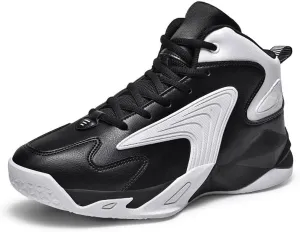 SoleEase Basketball Shoes Mens Youth Breathable Non Slip Basketball Sneakers Black/White Size 8.5