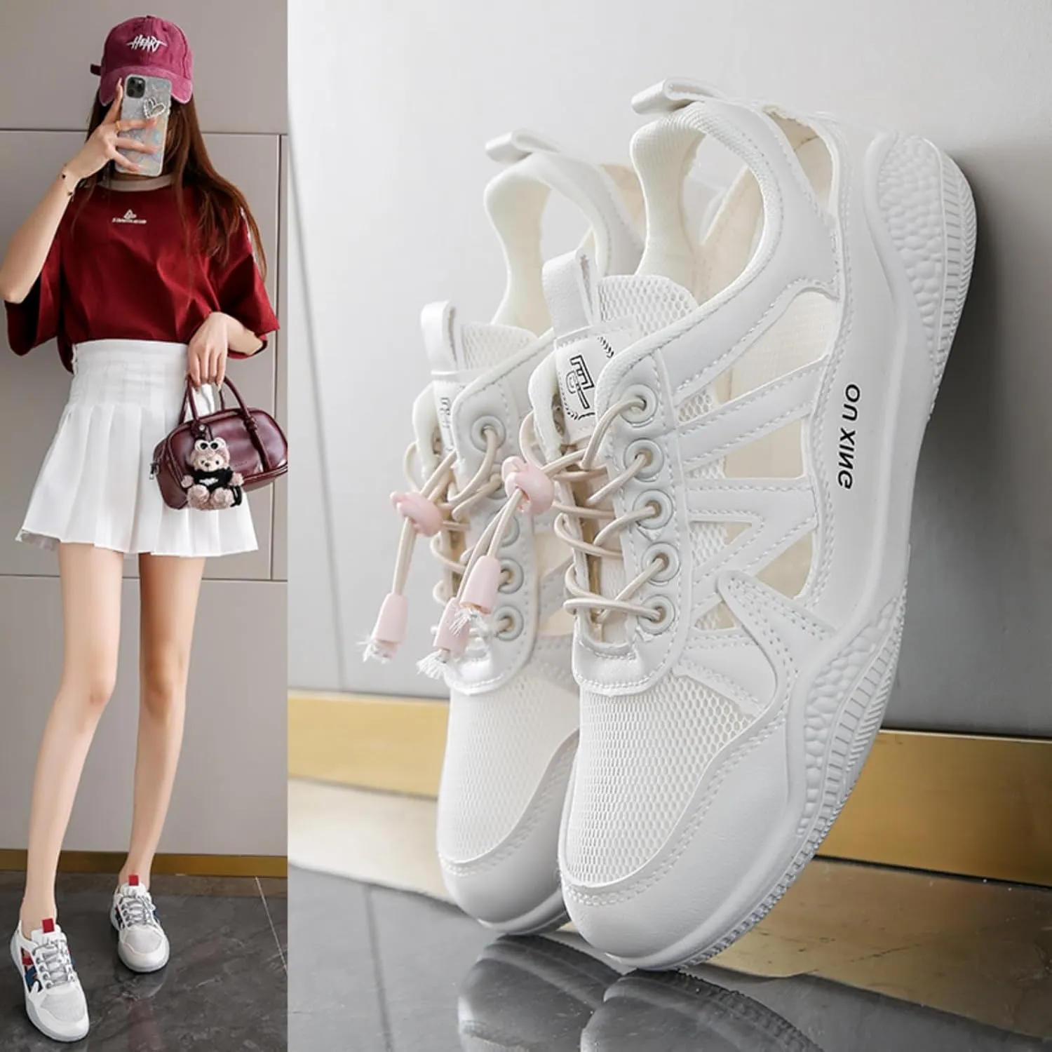 Summer Women's Mesh Sneakers - Breathable Lightweight Walking Shoes with Cushioned Insole & Durable Outsole for Driving, Casual Wear
