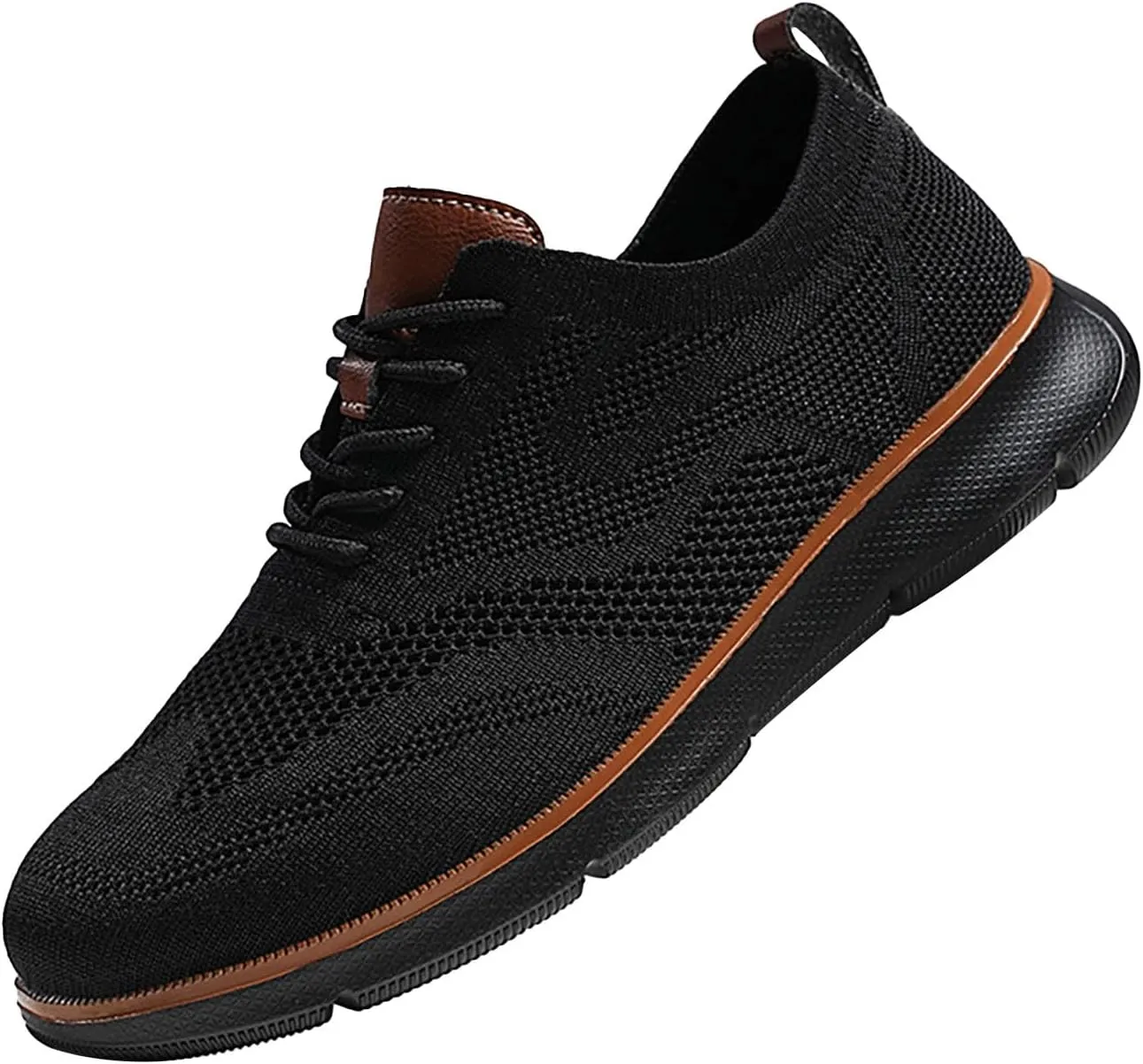 Valentines Deals of Today Men's Knit Breeze Mesh Sneakers Oxfords Lace-Up Breeze Mens Shoes Wide Womens Slip On Sneakers Mesh Shoes Men Woven Orthopedic Breathable Soft Walking