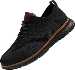 Valentines Deals of Today Men's Knit Breeze Mesh Sneakers Oxfords Lace-Up Breeze Mens Shoes Wide Womens Slip On Sneakers Mesh Shoes Men Woven Orthopedic Breathable Soft Walking
