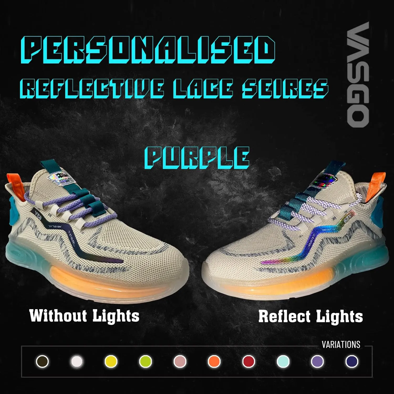 VASGO Round Shoe Laces Reflective for Sneakers