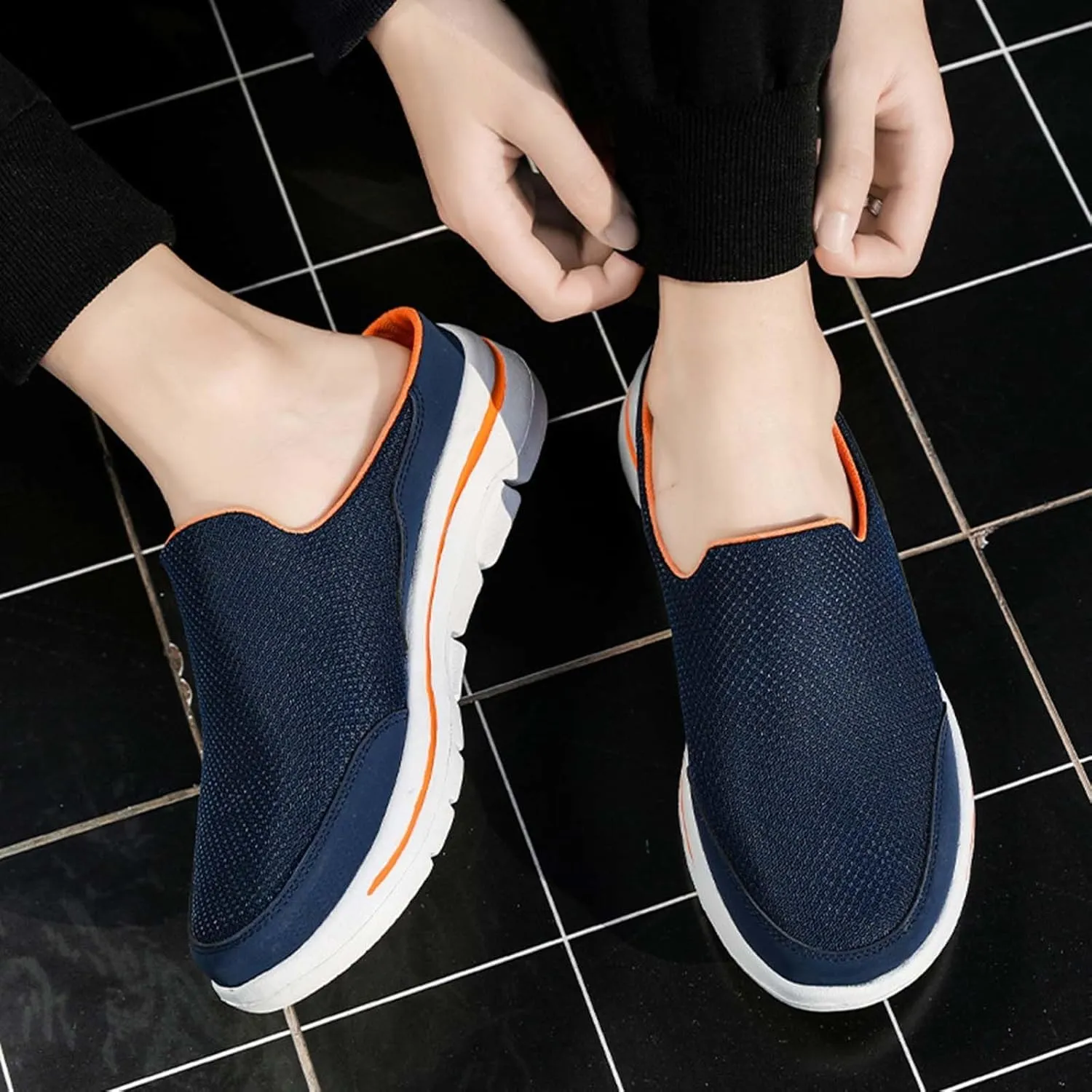 Walking Shoes Tennis Comfortable Comfortable and Breathable Flat Soled Slip On Mesh Heelless Casual Shoes for Men and