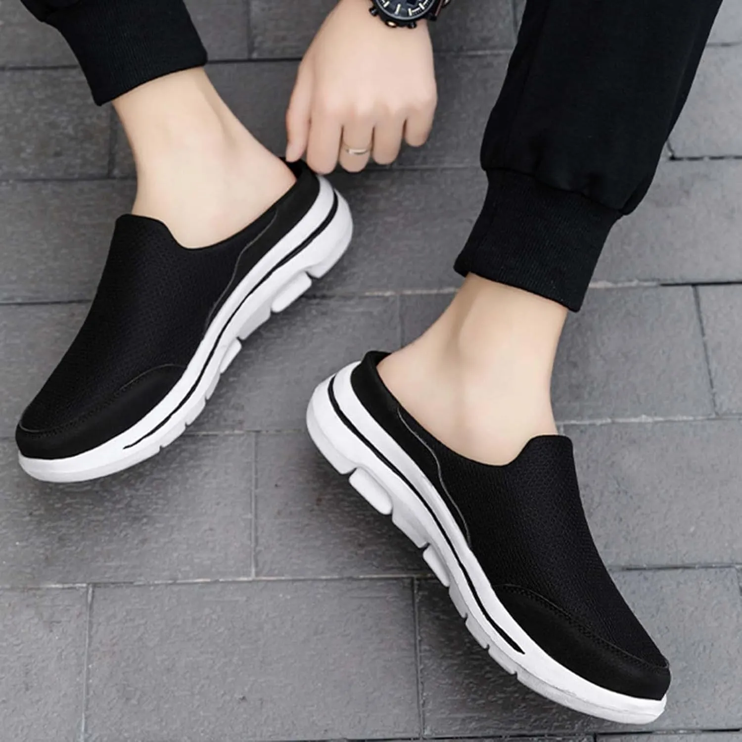 Walking Shoes Tennis Comfortable Comfortable and Breathable Flat Soled Slip On Mesh Heelless Casual Shoes for Men and