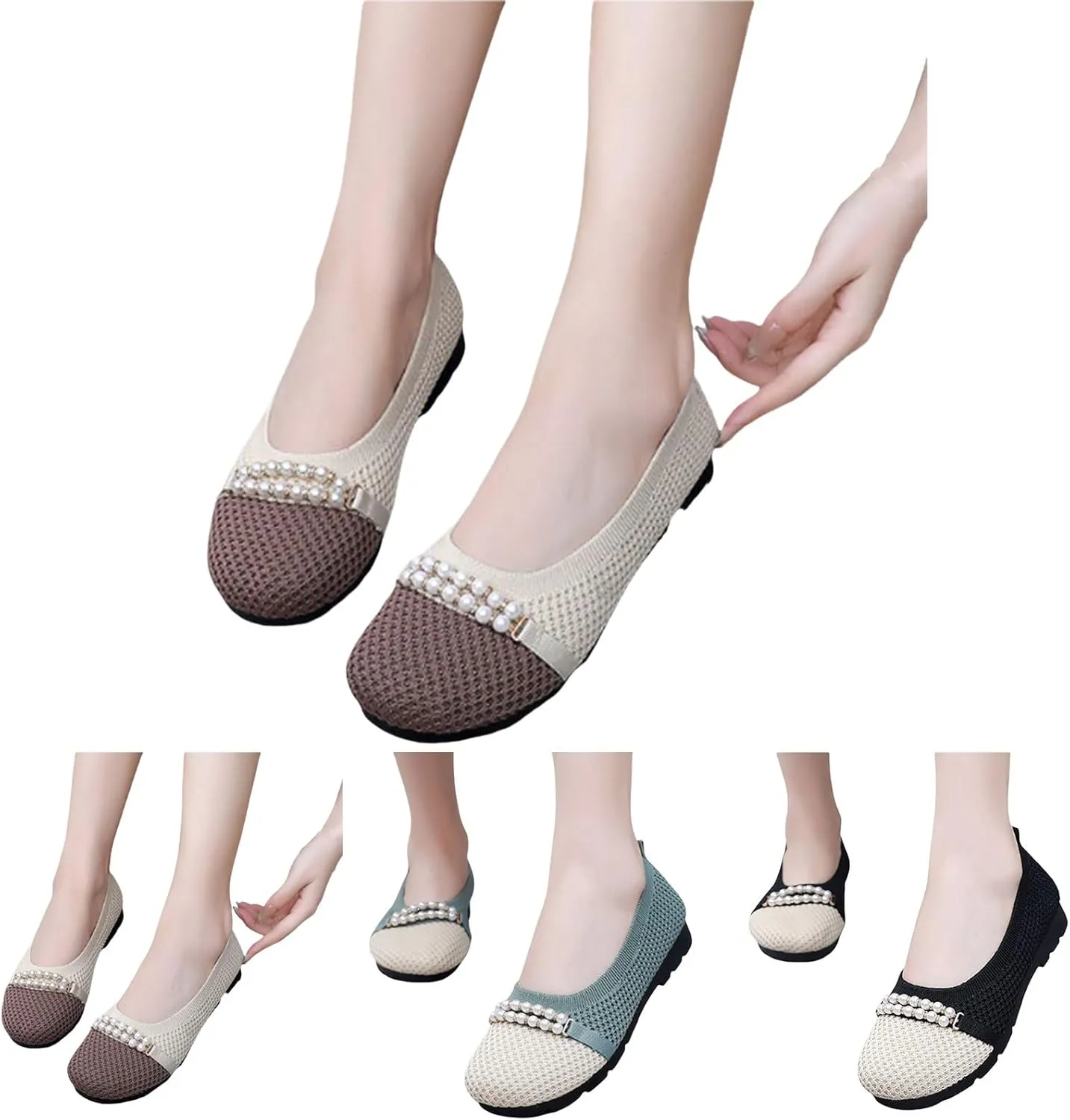 Wide Dress Shoes for Women Breathable Knitted Slip On Penny Loafers Casual Comfortable Business Work Flat Loafer Shoes