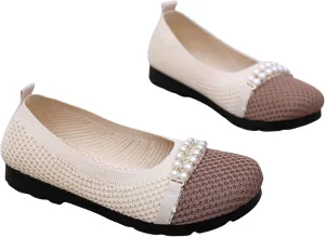 Wide Dress Shoes for Women Breathable Knitted Slip On Penny Loafers Casual Comfortable Business Work Flat Loafer Shoes