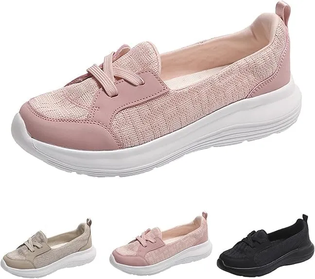 Women Orthopedic Walking Shoes,Women’s Breathable Slip on Arch Support Non-Slip Shoes 2024 Wide Width Fit Walking Woven Orthopedic Soft Loafers Sneakers Boat Shoes