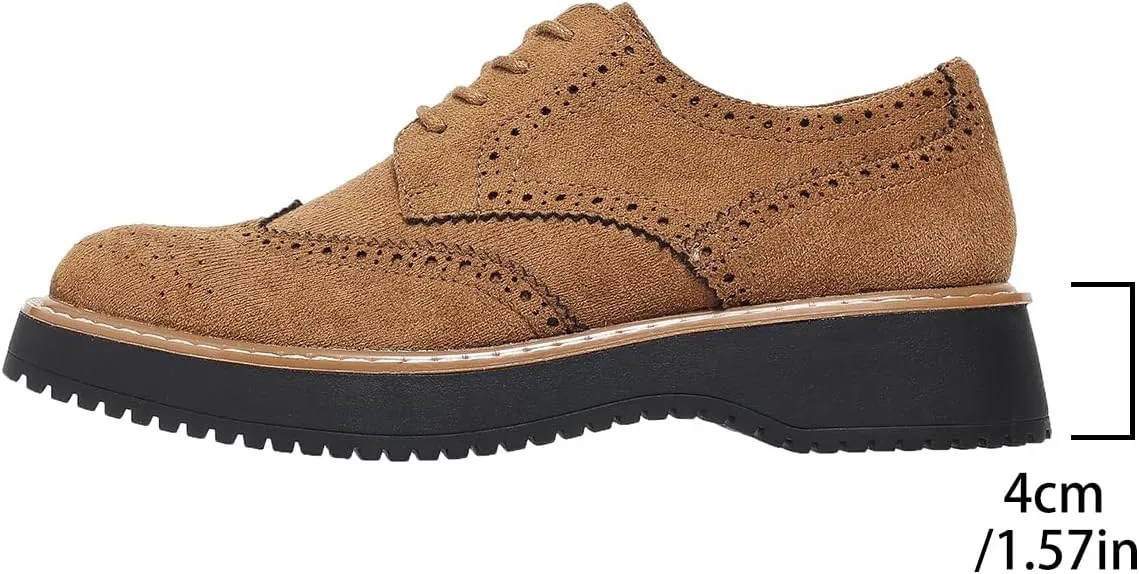 Women Oxfords Platform Lace-up Oxford Shoes Girls Ladies Women Casual Wingtips Brogue Oxfords