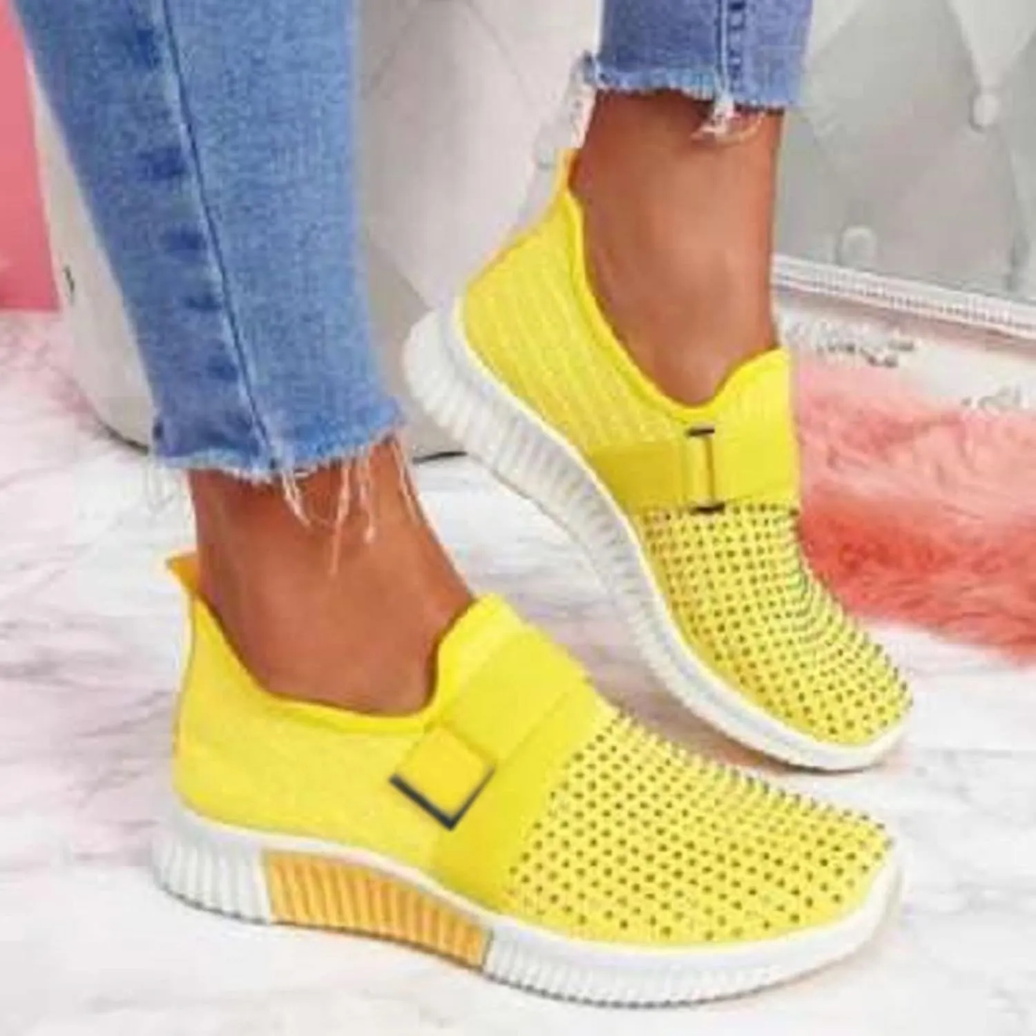 Women Tennis Shoes Soft Women’s Tennis Shoes Slip on Sneakers Women Breathable Mesh Walking Womens Sneakers