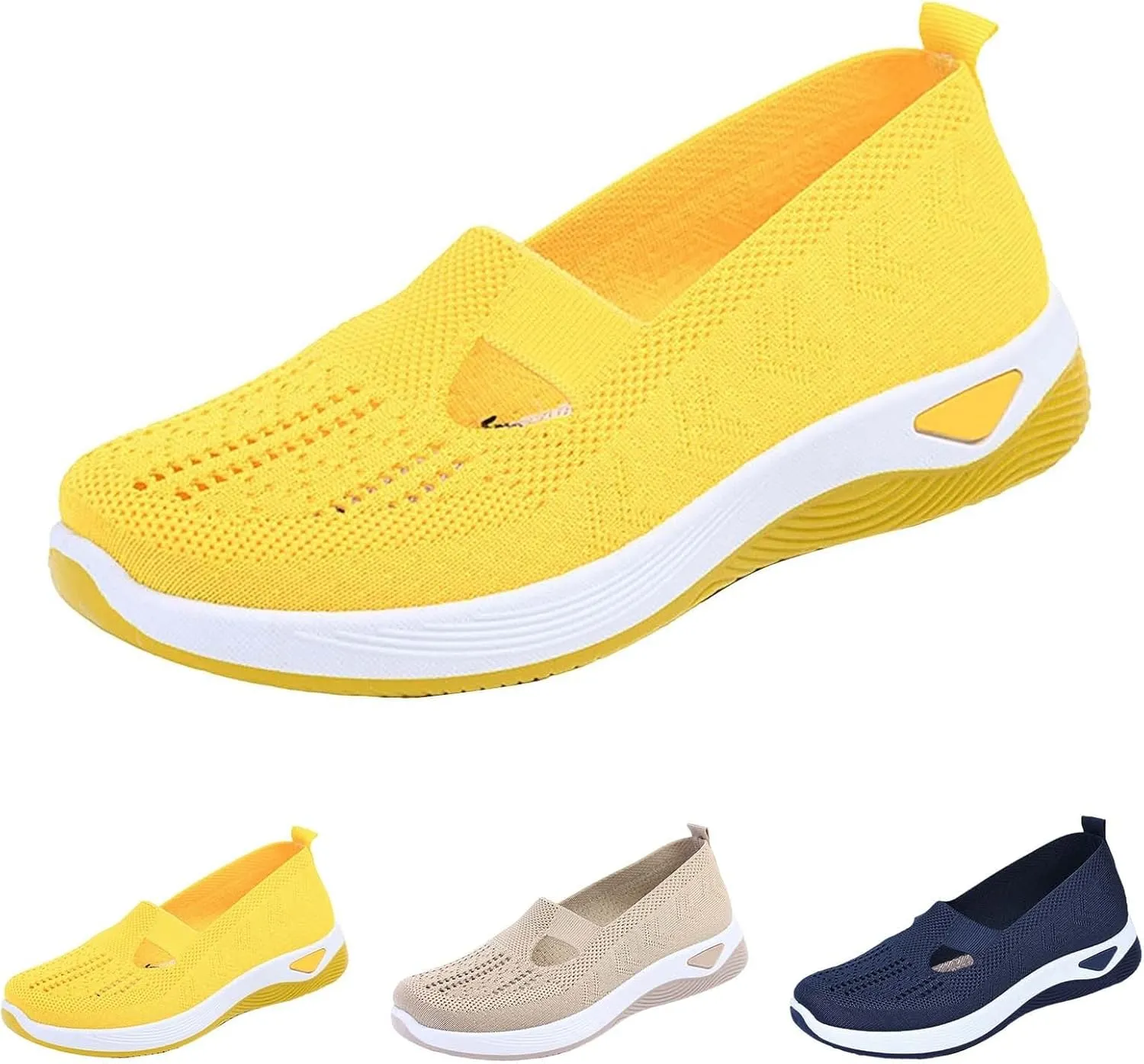 Women Walking Shoes Sock Sneakers Slip-On Breath Non Slip Work Shoes Women Wide Ladies Casual Shoes Black Sneakers Red Tennis Shoe Loafers Dress Shoe