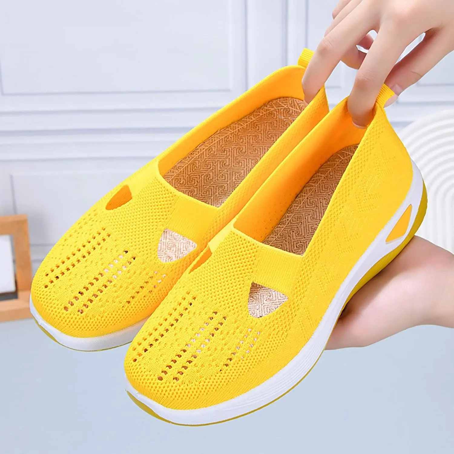 Women Walking Shoes Sock Sneakers Slip-On Breath Non Slip Work Shoes Women Wide Ladies Casual Shoes Black Sneakers Red Tennis Shoe Loafers Dress Shoe