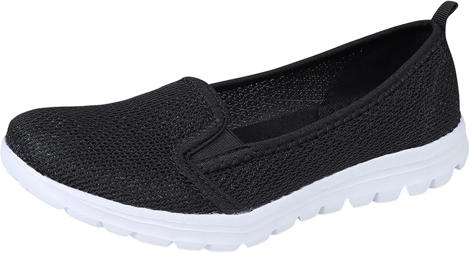 Women's Breathable Mesh Shoes Comfortable Walking Driving Shoes Soft Flat Soled Shoes Lightweight Elderly Shoes