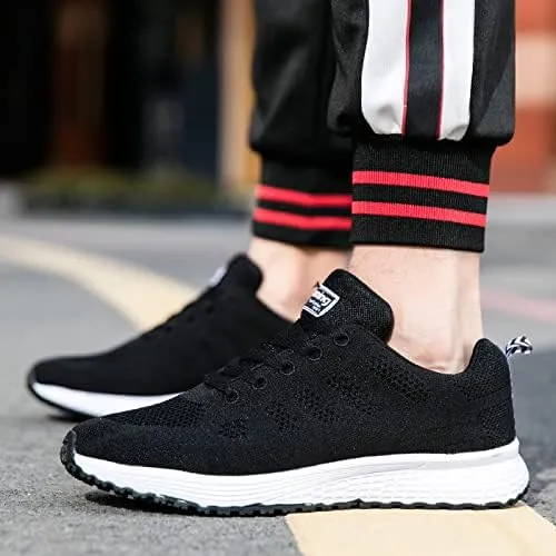 Women's Casual Breathable Sneakers，Comfortable Solid Color Lace Up Running Tennis Jogging Sneakers, Low Top Running Shoes Footwear