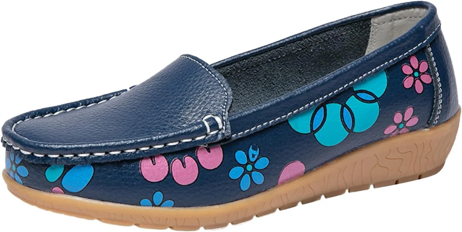 Womens Dressy Casual Walking Shoes Lightweight & Breathable Slip on Square Toe Comfortable Office Work Shoes
