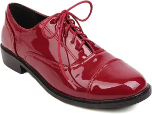Women's Lace up Oxford Shoes Closed Round Toe Loafers Comfortable Brogue Business Oxfords Chunky Dating Wedding Vintage Wingtip Low Block All Weather Heels