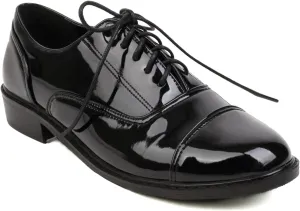 Women's Lace up Oxford Shoes Closed Round Toe Loafers Comfortable Brogue Business Oxfords Chunky Dating Wedding Vintage Wingtip Low Block All Weather Heels