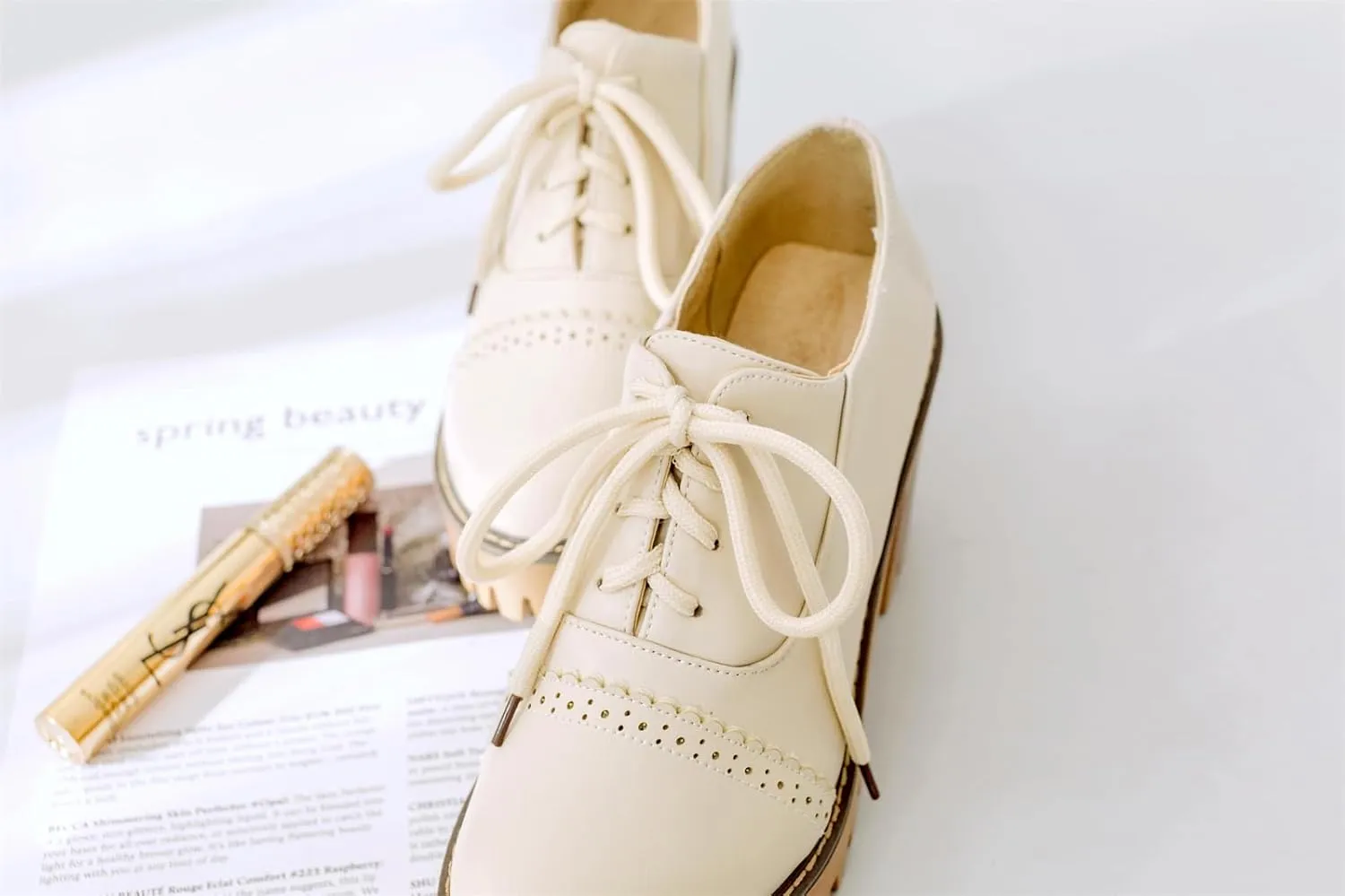 Women's Platform Round Closed Toe Pump Boat Brogue Loafers Lace Up Pull-On Comfortable Chunky High Heels Gear Bottom Office Work Casual All Weather Fashion Business Dress Shoes