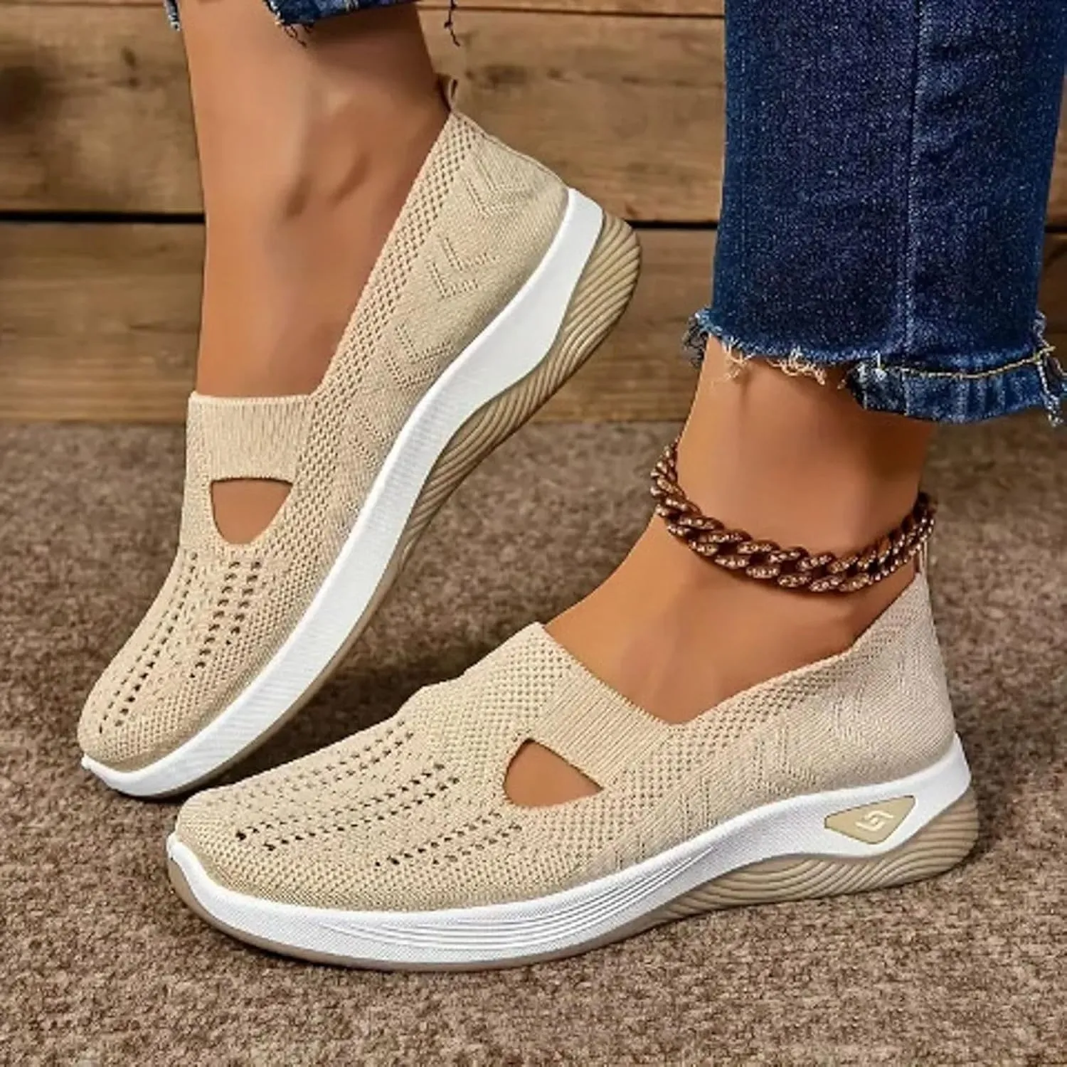 Womens Woven Orthopedic Breathable Soft Shoes Arch Support Walking Shoes Hands Free Shoes Slip On Diabetic Foam Shoes
