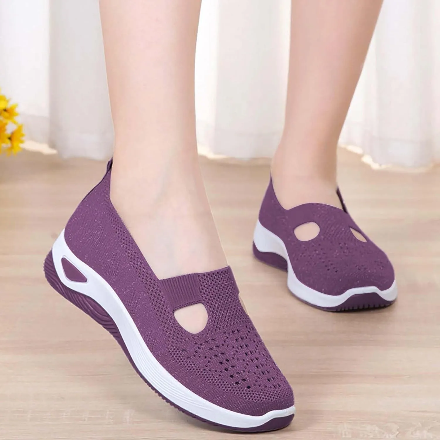 Women's Woven Orthopedic Breathable Soft Shoes Running Shoes for Women Comfortable Business Casual Shoes Chunky Sneakers Steel Toe Tennis Shoe Loafers Casual Slip On