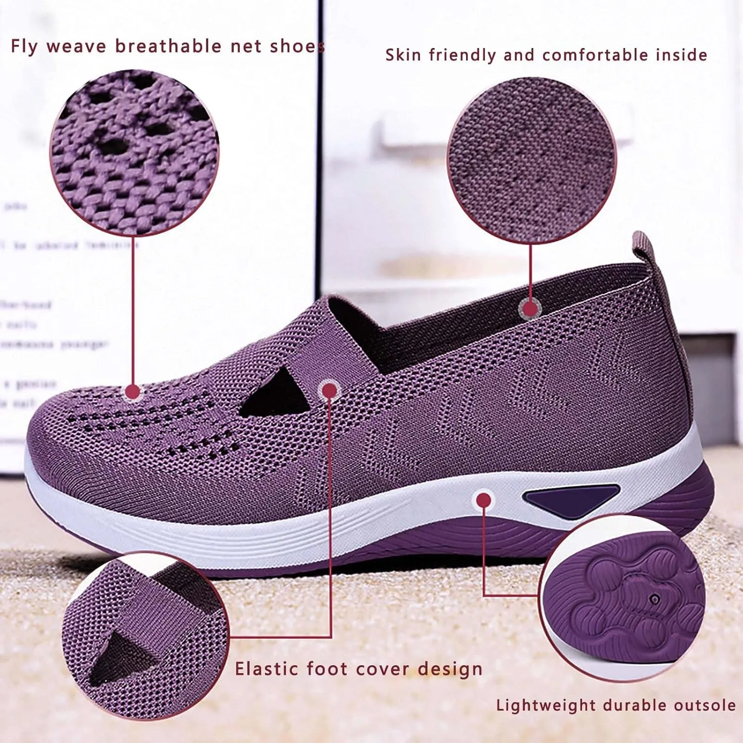 Women's Woven Orthopedic Breathable Soft Shoes Running Shoes for Women Comfortable Business Casual Shoes Chunky Sneakers Steel Toe Tennis Shoe Loafers Casual Slip On