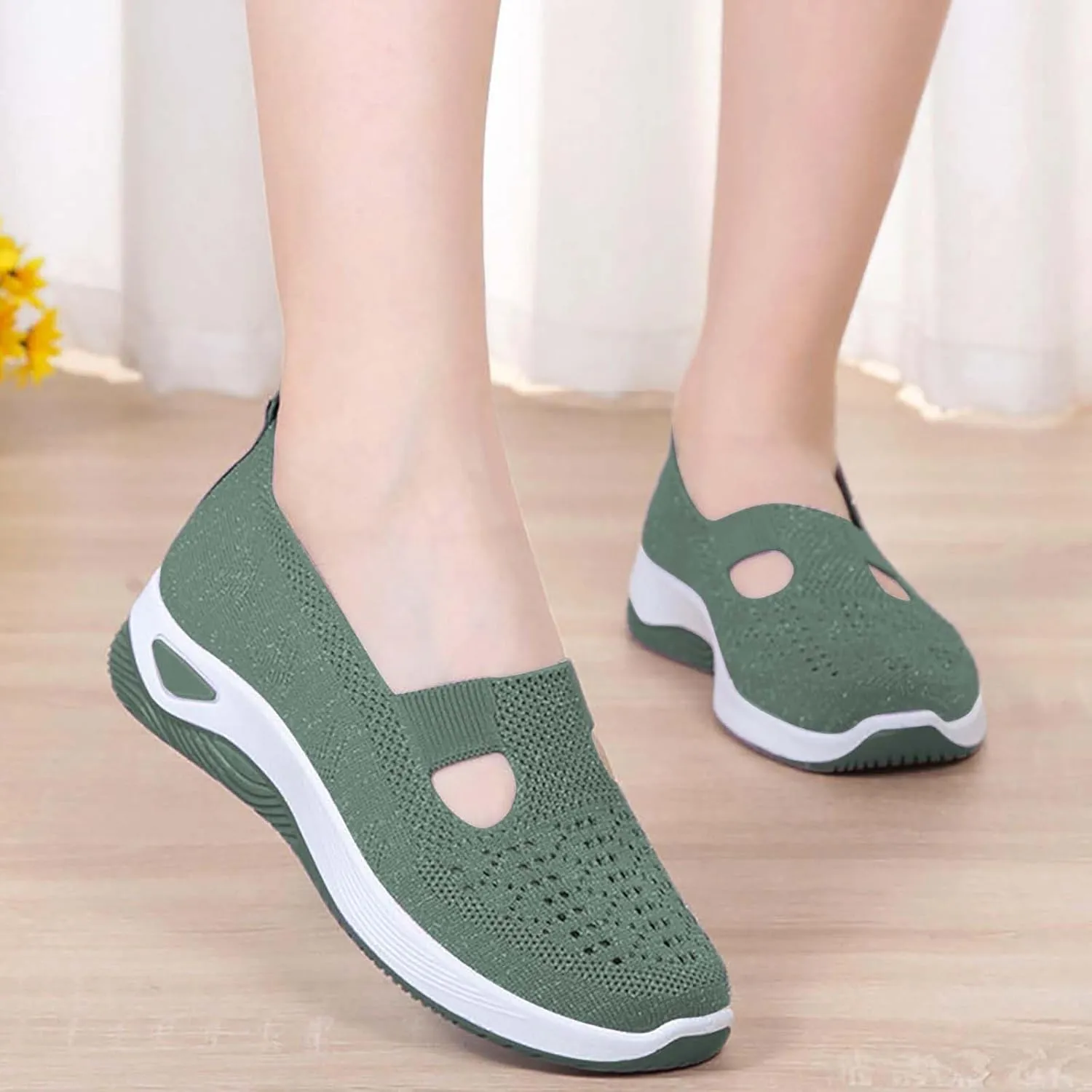 Women's Woven Orthopedic Breathable Soft Shoes Womens Running Shoes Arch Support Shoes Dressy Casual Wedge Sneakers Tennis Shoe Loafers Dress Shoe