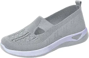 Women's Woven Orthopedic Breathable Soft Shoes Womens Tennis Shoes Lightweight Women's Casual Shoes Platform Sneakers White Tennis Shoe Cross Trainer Shoe