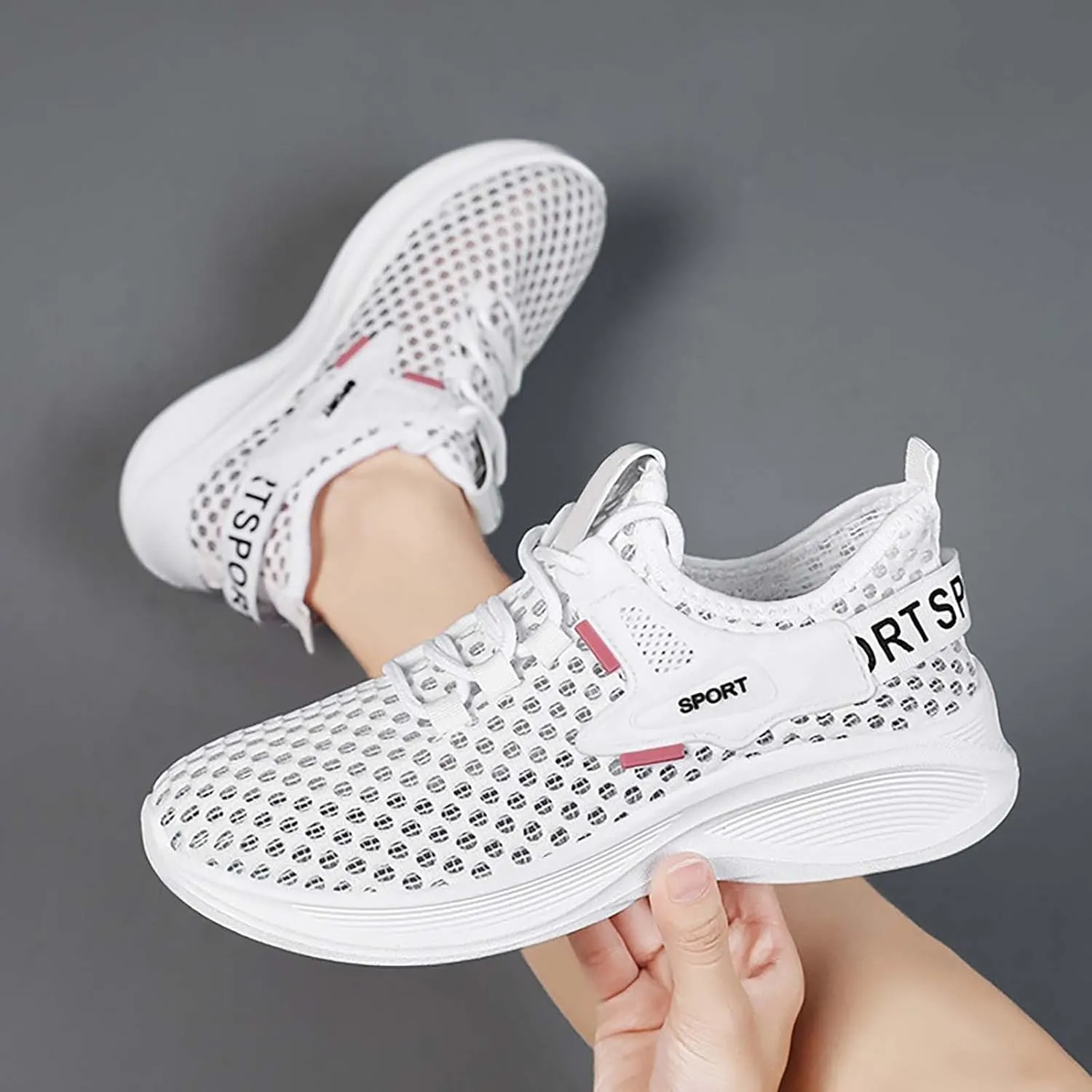 Women's Woven Orthopedic Breathable Soft Walking Non Slip Work Shoes Women Mesh Dress Casual Shoes Men Shoes Sneakers Red Tennis Shoe Cross Trainer Shoe