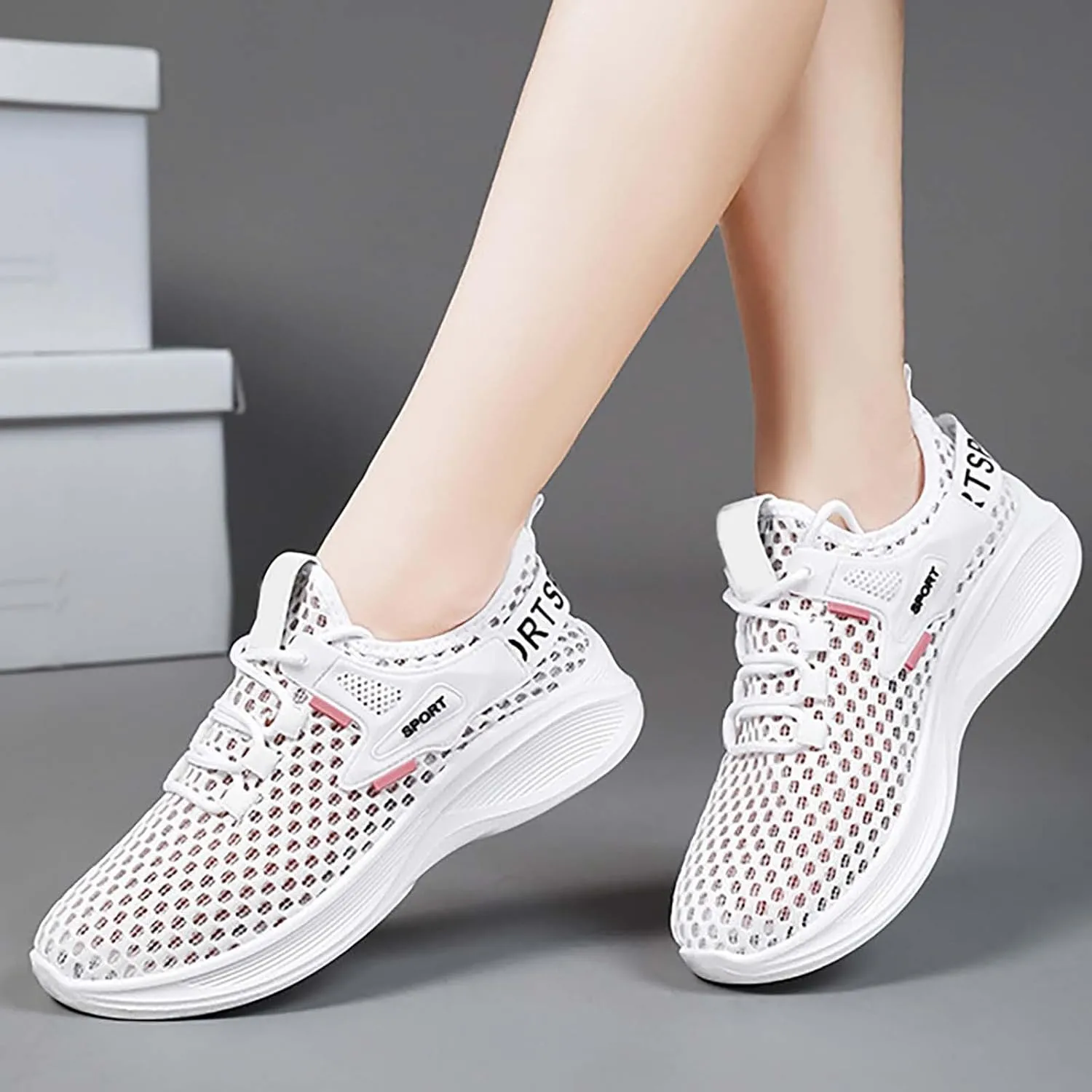 Women's Woven Orthopedic Breathable Soft Walking Non Slip Work Shoes Women Mesh Dress Casual Shoes Men Shoes Sneakers Red Tennis Shoe Cross Trainer Shoe